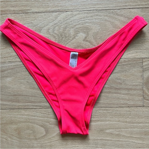 ASOS Neon Pink String Back Bikini Ribbed SET - Picture 4 of 6